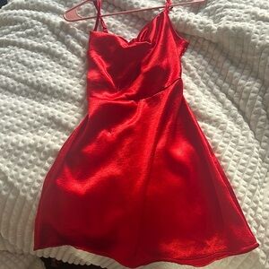 Red dress with tie bow in back